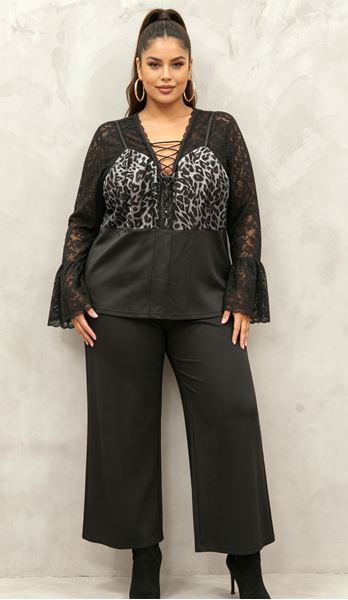 Immagine di PLUS SIZE ANIMAL PRINT STRETCH TOP